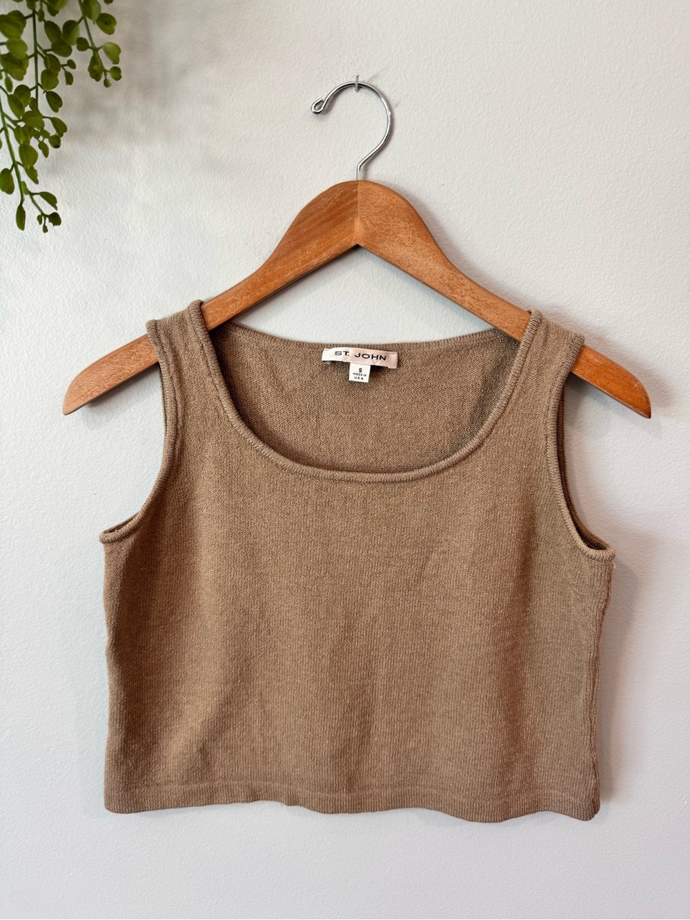 St. John Taupe Knit Cropped Tank